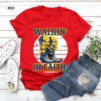 Image 3 of Walkin' In Faith Western Style Tee, Christian Apparel, Unique Gift, Faith-Inspired Tee
