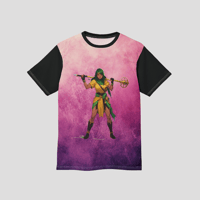 Image 1 of Warrior Queen With Iron Weapon Graphic Short Sleeve T-Shirt