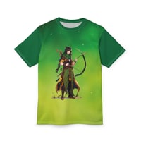 Image 1 of Warrior Queen With Bow and Arrow Graphic Short Sleeve T-Shirt