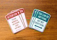 ATTENTION and YOU CAN DO ANYTHING stickers - 6 Pack