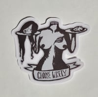 Image 1 of Choose Wisely Decapitated Head On A Platter Matte Vinyl Sticker