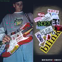 Image 1 of Tom DeLonge guitar stickers Red Fender Squier vinyl decal Blink-182