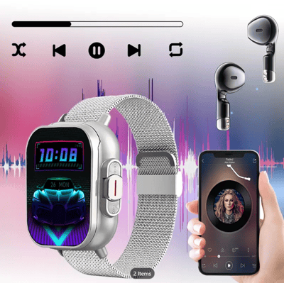 Image of Greenport smart watch 2-in-1 with wireless earphones