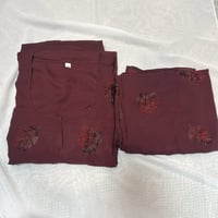 Image 3 of New collection double chiffon closed Abaya Maroon color