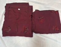 Image 2 of New collection double chiffon closed Abaya Maroon color