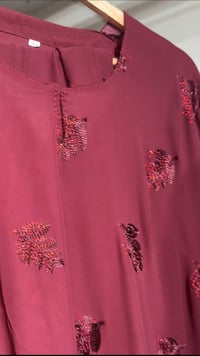 Image 5 of New collection double chiffon closed Abaya Maroon color