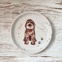 Image 1 of Dog with Lead and Bone Ceramic Trinket/Ring Dish