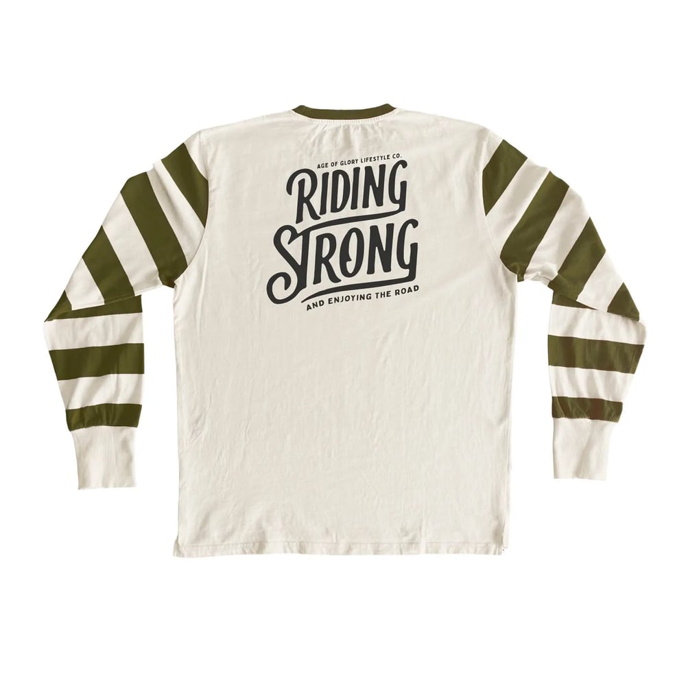 Image of Riding Strong LS Tee Off-white / Olive Green by Age of Glory