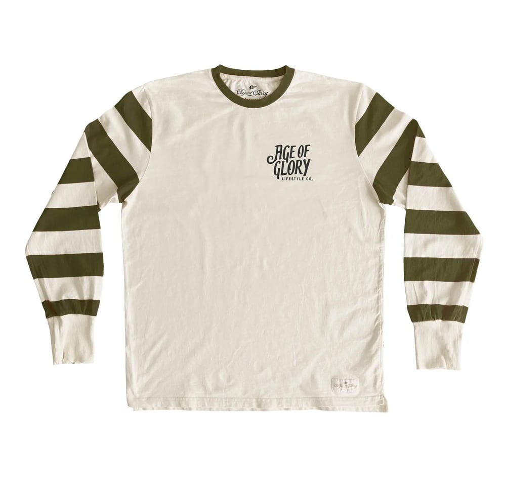Image of Riding Strong LS Tee Off-white / Olive Green by Age of Glory