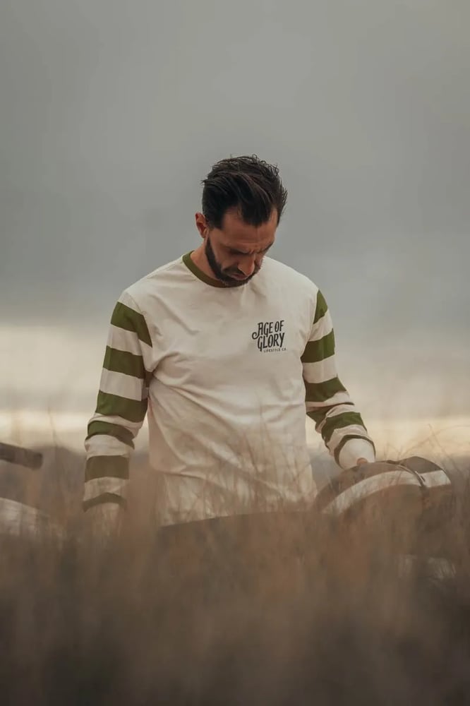 Image of Riding Strong LS Tee Off-white / Olive Green by Age of Glory