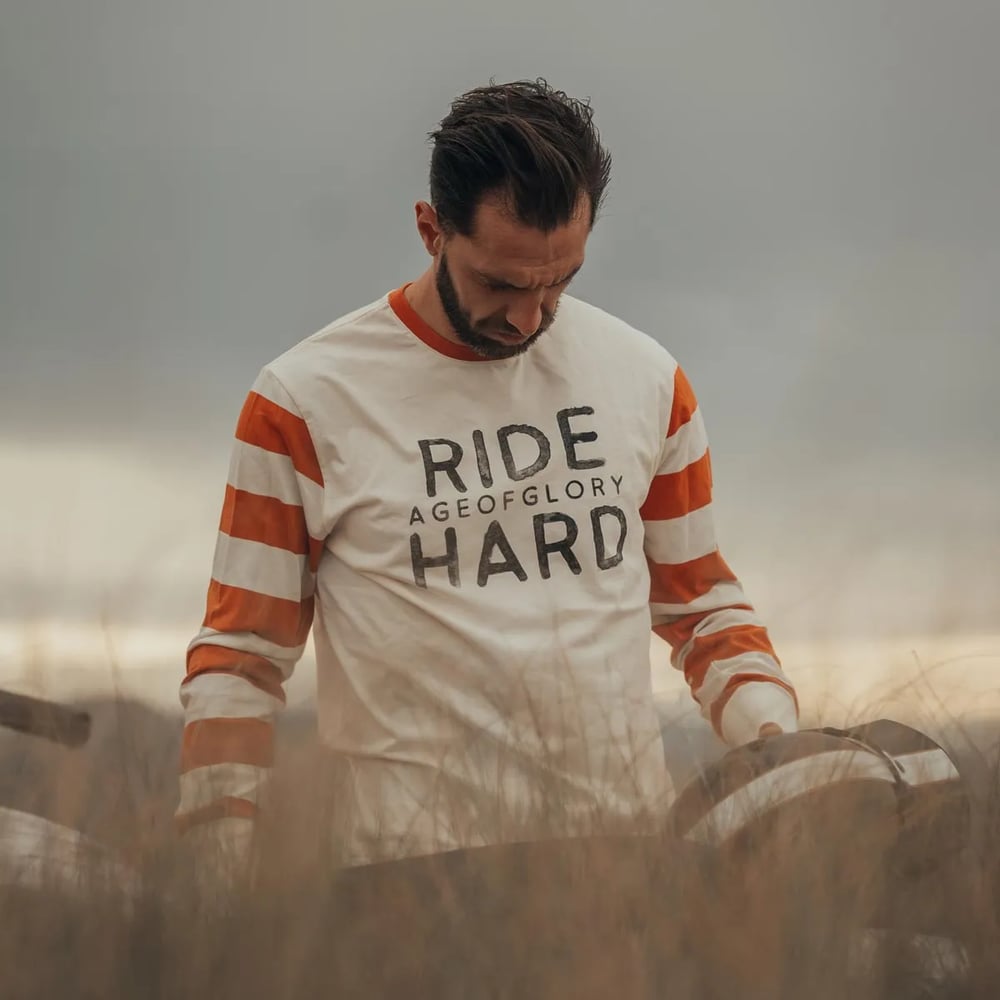 Image of Ride Hard Tee LS Tee Ecru Rust by Age of Glory