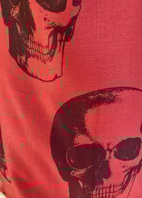 Image 3 of Red Skull Scarf – Long Gothic Punk Wrap with Black Skull Print – Alternative Fashion Accessory