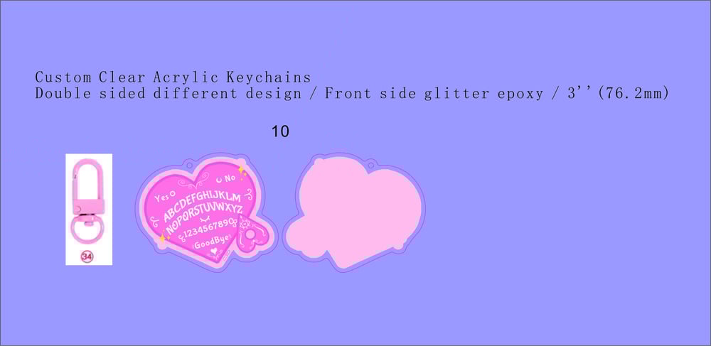 Pastel Heart Ouija Board Acrylic Charm