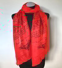 Image 1 of Dracula Vampire Scarf – Gothic Red Long Literary Scarf with Bram Stoker Print