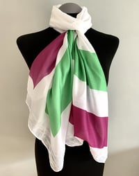 Image 1 of Suffragette Scarf – White Long Feminist Scarf - Women Flag Print, Women's Rights Gift