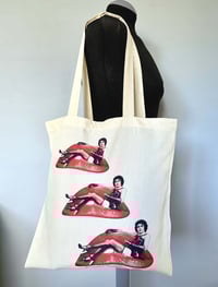 Image 1 of Rocky Horror Inspired Shopper Bag – Unisex Tote with Red & Black "Hot Patootie" Print