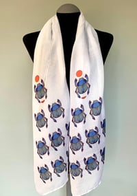 Image 3 of Egyptian Scarab Scarf – Blue Scarab Beetle Print – Long Boho Spiritual Scarf