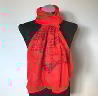 Image 4 of Dracula Vampire Scarf – Gothic Red Long Literary Scarf with Bram Stoker Print