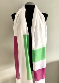 Image 4 of Suffragette Scarf – White Long Feminist Scarf - Women Flag Print, Women's Rights Gift