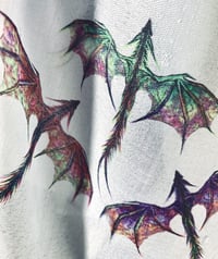 Image 4 of Dragon Scarf – Long White Scarf with Delicate Colorful Mythical Dragon Print