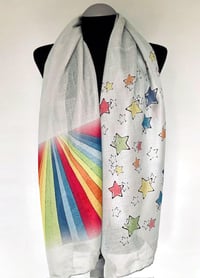 Image 3 of Rainbow & Stars Scarf – Colorful Long Scarf with Rainbow Stars Print