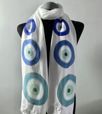 Image 5 of Evil Eye Scarf – Blue Evil Eye Print Long Scarf – Good Luck & Protection Symbol