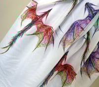 Image 2 of Dragon Scarf – Long White Scarf with Colorful Mythical Dragon Print - Fantasy Scarf