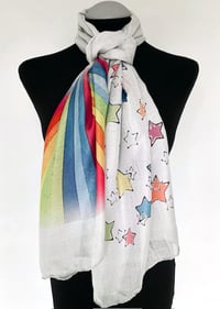 Image 4 of Rainbow & Stars Scarf – Colorful Long Scarf with Rainbow Stars Print
