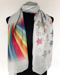 Image 5 of Rainbow & Stars Scarf – Colorful Long Scarf with Rainbow Stars Print