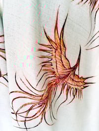 Image 4 of Red Phoenix Scarf – Mystical Rebirth Bird Print on Grey Long Scarf, Mythical Scarf
