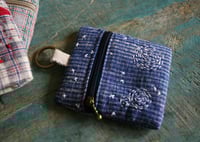 Image 2 of Small Coin Purse with Key Ring – Vintage Fabric Zipper Pouch