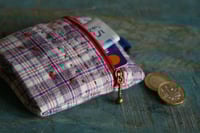 Image 3 of Small Coin Purse with Key Ring – Vintage Fabric Zipper Pouch