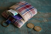 Image 4 of Small Coin Purse with Key Ring – Vintage Fabric Zipper Pouch