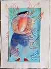 Flight ~ Original painting/collage on paper