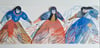 Three women take flight ~ Original painting/ collage on paper