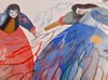 Three women take flight ~ Original painting/ collage on paper