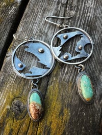 Image 1 of Raven and Turquoise Earrings