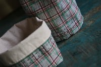 Image 1 of Fabric Storage Basket Set – Handmade Organiser in Vintage Cotton (Set of 2)