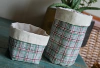Image 2 of Fabric Storage Basket Set – Handmade Organiser in Vintage Cotton (Set of 2)