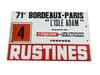 Plaque for the 71st Bordeaux-Paris sports director's car - 1974 Van Springel winner 