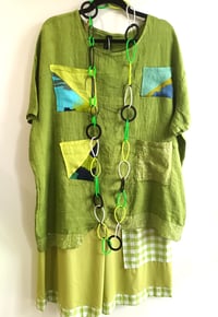 Image 2 of green linen tunic with sparkling accents