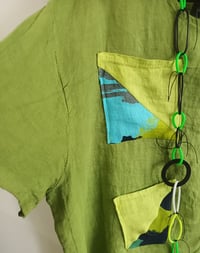 Image 4 of green linen tunic with sparkling accents