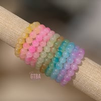 Image 4 of 10mm Glass Beads Bracelets, Multi-Color Polished Round Beads Bracelets, Pastel Beads