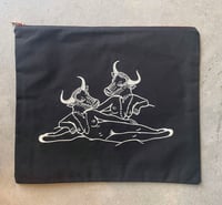 Horned Lady Bulls II - Waxed Cotton Zip Bag  