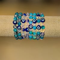 Image 1 of Blue Evil Eye Bracelet, Lucky Evil Eye Bracelet, Minimalist Evil Eye Bracelet, Evil Eye Jewelry