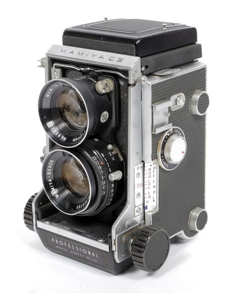 Image of Mamiya C3 6X6 TLR Medium format film camera with 80mm + 135mm lenses #0519