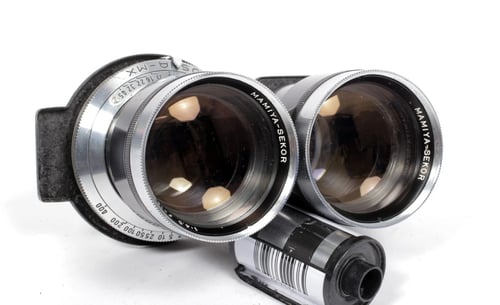 Image of Mamiya C3 6X6 TLR Medium format film camera with 80mm + 135mm lenses #0519