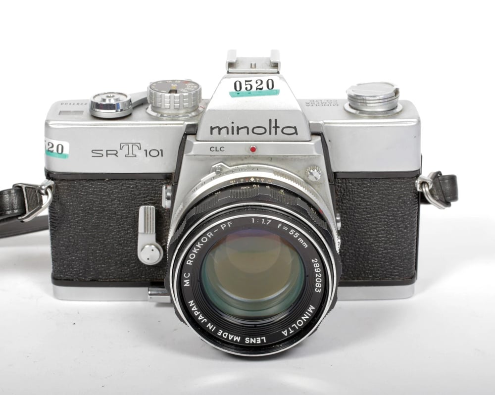 Image of Minolta SRT-101 35mm SLR Film Camera with 55mm F1.7 MC rokkor PF lens #0520