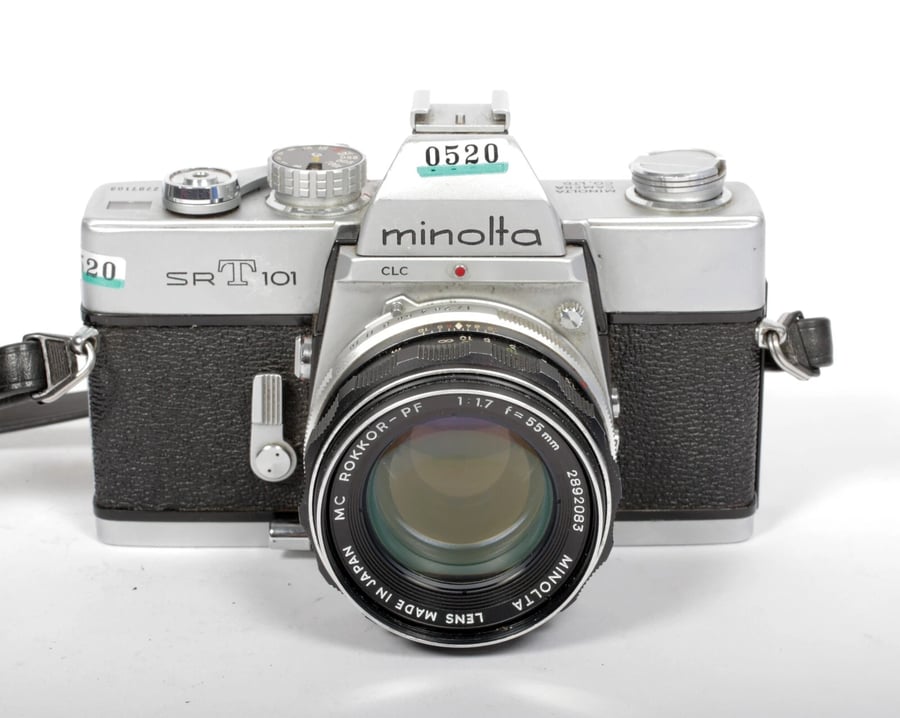 Image of Minolta SRT-101 35mm SLR Film Camera with 55mm F1.7 MC rokkor PF lens #0520