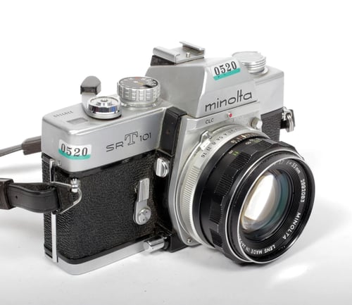 Image of Minolta SRT-101 35mm SLR Film Camera with 55mm F1.7 MC rokkor PF lens #0520